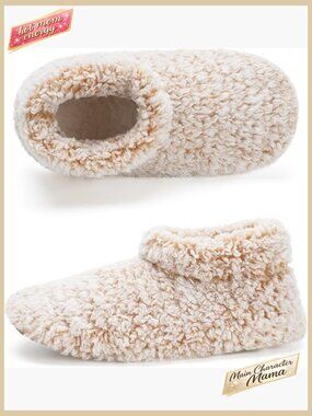Fuzzy Slippers Women Indoor Winter Fluffy House Socks with Grippers Cozy